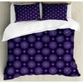 thumbnail image 1 of Ambesonne Abstract Duvet Cover Set, Dots Flowers Mandala Style, 2-Calking, Dark Purple Sky Blue, 1 of 2