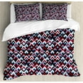 thumbnail image 1 of Ambesonne Abstract Duvet Cover Set, Geometric Triangle Shape, 2-Calking, Pale Blue Maroon, 1 of 7