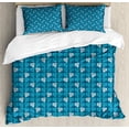 thumbnail image 1 of Ambesonne Abstract Duvet Cover Set, Graphic Triangular Layout, 2-Calking, Turquoise Blue, 1 of 7