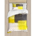 thumbnail image 1 of Ambesonne Abstract Duvet Cover Set, Grunge Brushstrokes, Twin, Grey Yellow, 1 of 3