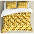 thumbnail image 1 of Ambesonne Abstract Duvet Cover Set, Pixel Art Grunge Squares, Queen, Pastel Yellow Paprika, 1 of 3