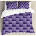 thumbnail image 1 of Ambesonne Abstract Duvet Cover Set, Plaid Print with Stripes, 2-Calking, Purple Quartz, 1 of 7