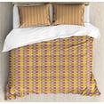 thumbnail image 1 of Ambesonne Abstract Duvet Cover Set, Quirky Modern Chained Form, King, Mustard Purple and Tan, 1 of 3