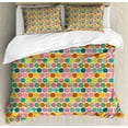 thumbnail image 1 of Ambesonne Abstract Duvet Cover Set, Rhythmic Colorful Circles, 2-Calking, Pale Teal Pink, 1 of 7