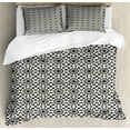 thumbnail image 1 of Ambesonne Abstract Duvet Cover Sets, Abstract Geometric Circle, 2-King, Eggshell Charcoal Grey, 1 of 7