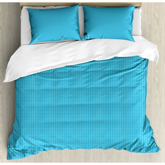 Ambesonne Abstract Duvet Cover Sets, Aqua Tone Layout of Items, 2-King, Aqua and Deep Sky Blue