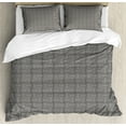 thumbnail image 1 of Ambesonne Abstract Duvet Cover Sets, Art Forming Square Frames, 2-King, Charcoal Grey Eggshell, 1 of 1
