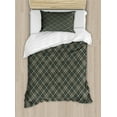 thumbnail image 1 of Ambesonne Abstract Duvet Cover Sets, Classic Plaid Inspired, 2-Twin, Redbrown Slate Blue, 1 of 4