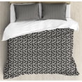 thumbnail image 1 of Ambesonne Abstract Duvet Cover Sets, Continuing Ornate Strokes, 2-King, Eggshell and Dark Grey, 1 of 3