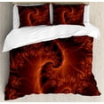 thumbnail image 1 of Ambesonne Abstract Duvet Cover Sets, Digital Swirls Floral, 2-Queen, Orange, 1 of 6