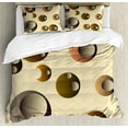 thumbnail image 1 of Ambesonne Abstract Duvet Cover Sets, Funky Bubbles Round, 2-King, Pale Brown Caramel, 1 of 7