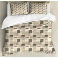 thumbnail image 1 of Ambesonne Abstract Duvet Cover Sets, Geometric Dots Stripes Art, 2-King, Beige Charcoal Grey, 1 of 7