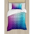 thumbnail image 1 of Ambesonne Abstract Duvet Cover Sets, Geometric Fractal Triangle, 2-Twin, Pink Blue, 1 of 4
