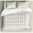 thumbnail image 1 of Ambesonne Abstract Duvet Cover Sets, Intersecting Rounds Design, 2-King, Eggshell Grey, 1 of 7