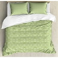 thumbnail image 1 of Ambesonne Abstract Duvet Cover Sets, Jumble Monochrome Damask, 2-Queen, Pale Olive Green White, 1 of 7