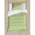 thumbnail image 1 of Ambesonne Abstract Duvet Cover Sets, Jumble Monochrome Damask, 2-Twin, Pale Olive Green White, 1 of 4