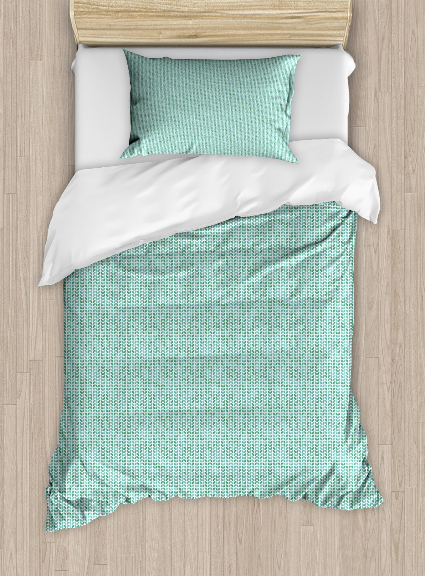 Pale Teal Jade Green Geometric Twin Duvet Cover Set