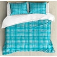 thumbnail image 1 of Ambesonne Abstract Duvet Cover Sets, Marine Hand Drawn Streaks, 2-King, Sea Blue Aqua Pale Teal, 1 of 5