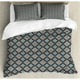 thumbnail image 1 of Ambesonne Abstract Duvet Cover Sets, Nested Geometric Shapes, 2-Queen, Indigo Salmon, 1 of 7