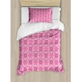 thumbnail image 1 of Ambesonne Abstract Duvet Cover Sets, Royal Flower Ornaments, 2-Twin, Pink Pale Pink, 1 of 3