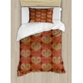 thumbnail image 1 of Ambesonne Abstract Duvet Cover Sets, Vintage Striped Swirls, 2-Twin, Paprika Camel, 1 of 4