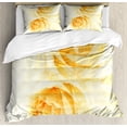 thumbnail image 1 of Ambesonne Abstract Duvet Cover Sets, Watercolor Rose Flower, 2-King, Yellow and Beige, 1 of 3