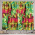 thumbnail image 1 of Ambesonne Abstract Expressionist Kitchen Curtains, Surreal Tone, 55"x45", Magenta Green, 1 of 3
