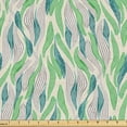 thumbnail image 1 of Ambesonne Abstract Fabric by the Yard Upholstery, Leaf Like Swirly Shapes, 5 Yards, Fern Green and Slate Blue, 1 of 5