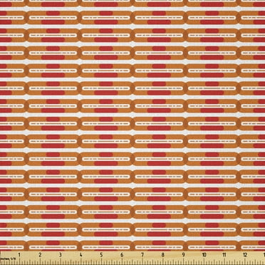 Ambesonne Abstract Fabric by the Yard Microfiber, Bicolour Unusual Motif, 1 Yard, Dark Orange Vermilion