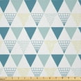 thumbnail image 1 of Ambesonne Abstract Fabric by the Yard Microfiber, Blue Art Pattern Triangles, 5 Yards, Cadet Blue Ivory and White, 1 of 2