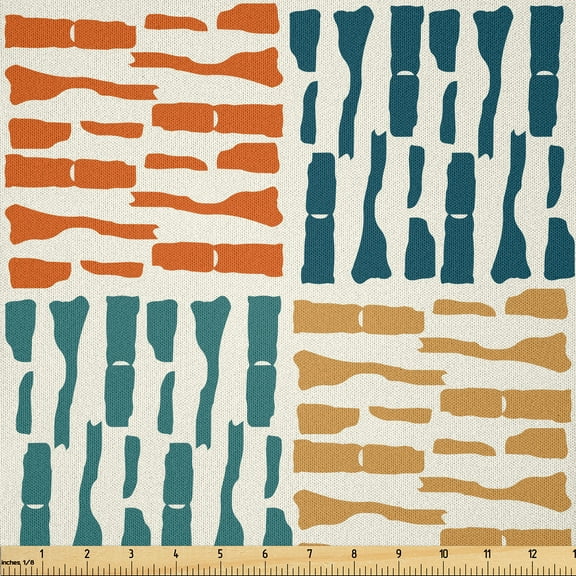 Ambesonne Abstract Fabric by the Yard Microfiber, Brush Stroke Artwork Print, 1 Yard, Ivory Dark Orange