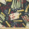 thumbnail image 1 of Ambesonne Abstract Fabric by the Yard Microfiber, Brushstroke Shape Pattern, 1 Yard, Pale Green Mustard White, 1 of 2