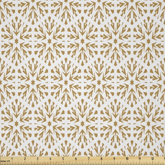 Ambesonne Abstract Fabric by the Yard Microfiber, Celestial Star Shape Art, 1 Yard, Pale Coffee and Ivory