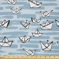 thumbnail image 1 of Ambesonne Abstract Fabric by the Yard Microfiber, Continuous Paper Boats, 1 Yard, Soft Blue White and Pale Teal, 1 of 2