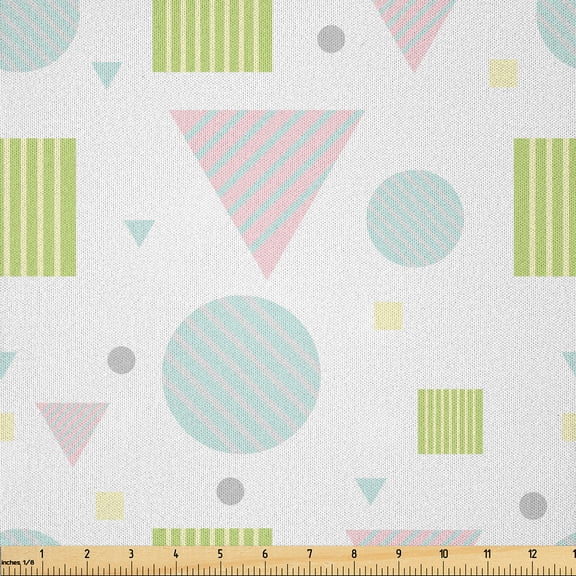 Ambesonne Abstract Fabric by the Yard Microfiber, Geometric, 10 Yards, Seafoam Lime Green