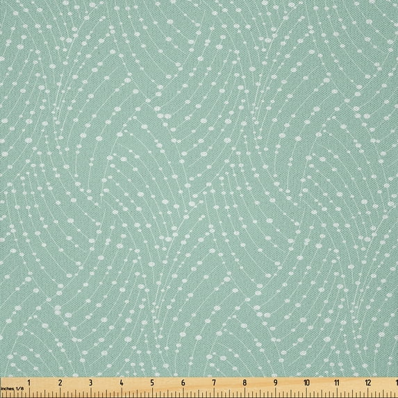 Ambesonne Abstract Fabric by the Yard Microfiber, Geometric Points Lines, 10 Yards, Almond Green and Mint Green