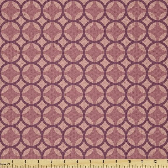 Ambesonne Abstract Fabric by the Yard Microfiber, Geometric and Retro Motifs, 3 Yards, Pale Ruby Blush