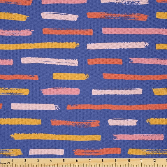 Ambesonne Abstract Fabric by the Yard Microfiber, Grungy Paint Stripes Art, 1 Yard, Multicolor Dark Violet