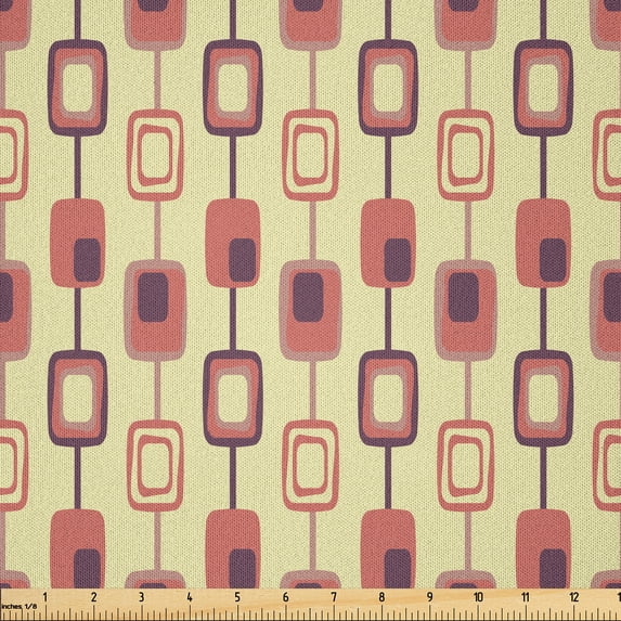 Ambesonne Abstract Fabric by the Yard Microfiber, Intricate and Rectangular, 3 Yards, Dark Salmon Pale Yellow