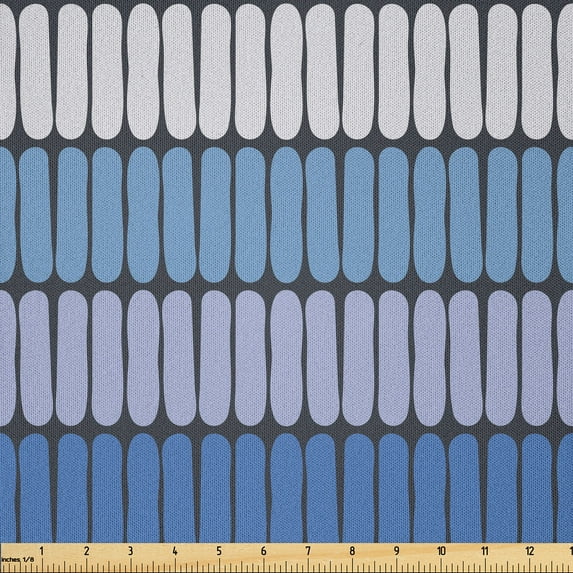 Ambesonne Abstract Fabric by the Yard Microfiber, Modern Boho Row of Stains, 1 Yard, Blue Lilac and Dark Grey