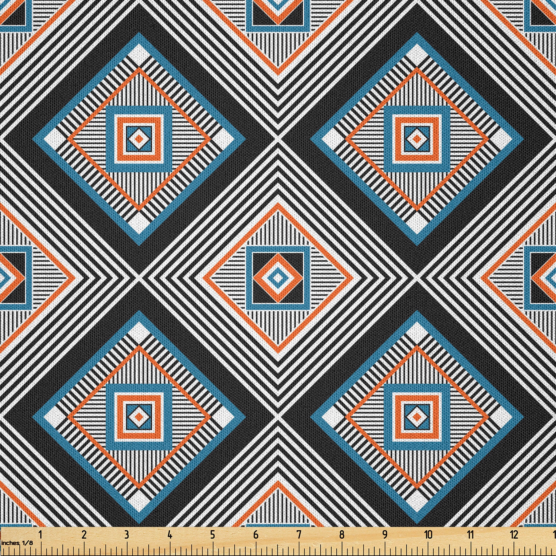Ambesonne Abstract Fabric By The Yard Microfiber Nested Geometric 