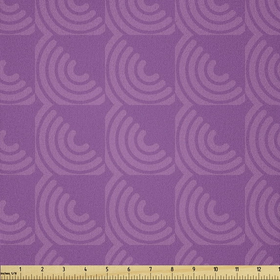 Ambesonne Abstract Fabric by the Yard Microfiber, Purple Geometric Shapes, 10 Yards, Pale Purple and Fuchsia
