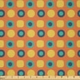 thumbnail image 1 of Ambesonne Abstract Fabric by the Yard Microfiber, Retro Style Round, 2 Yards, Orange Mustard Seafoam, 1 of 2