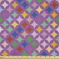 thumbnail image 1 of Ambesonne Abstract Fabric by the Yard Microfiber, Retro Style Round Items, 1 Yard, Fuchsia Multicolor, 1 of 1