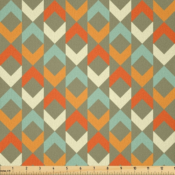 Ambesonne Abstract Fabric by the Yard Microfiber, Retro Vertical Arrows Art, 1 Yard, Sage Green Multicolor