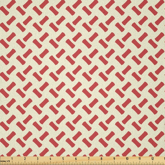 Ambesonne Abstract Fabric by the Yard Microfiber, Rounded Small Shapes, 3 Yards, Red Cream