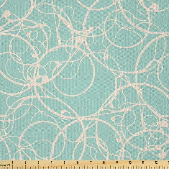 Ambesonne Abstract Fabric by the Yard Microfiber, Splash Look Lines Motifs, 1 Yard, Almond Green Champagne