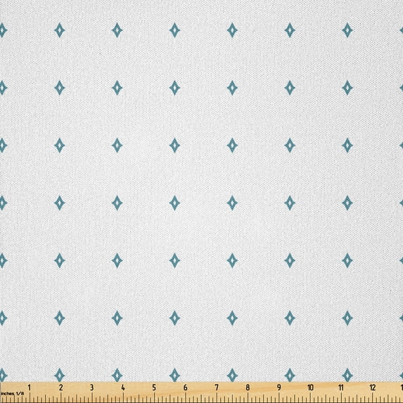 Ambesonne Abstract Fabric by the Yard Microfiber, Star Like Forms Motifs, 5 Yards, White Cadet Blue