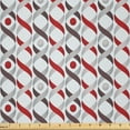 thumbnail image 1 of Ambesonne Abstract Fabric by the Yard Microfiber, Tangled Ogee Lines, 3 Yards, Dimgrey Pale Grey Red, 1 of 1