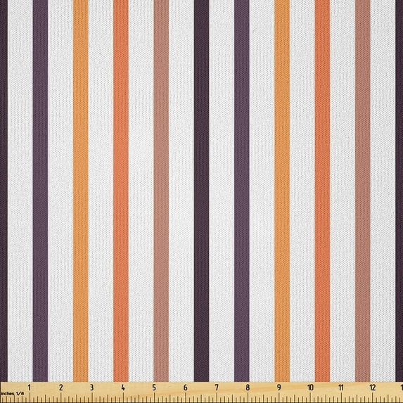 Ambesonne Abstract Fabric by the Yard Microfiber, Vertical Pattern Stripes, 1 Yard, Pale Rust and Multicolor